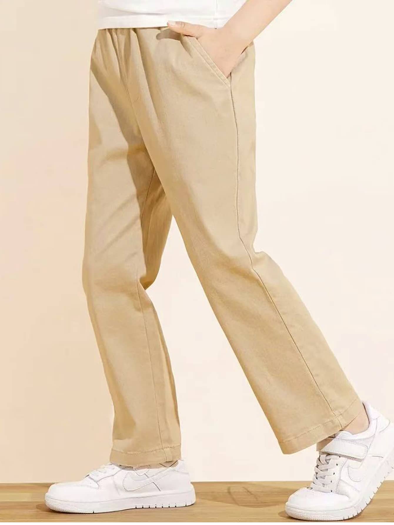 Boys' casual solid color pants, comfortable and fashionable, suitable for daily outings, school, parties and vacations as gifts