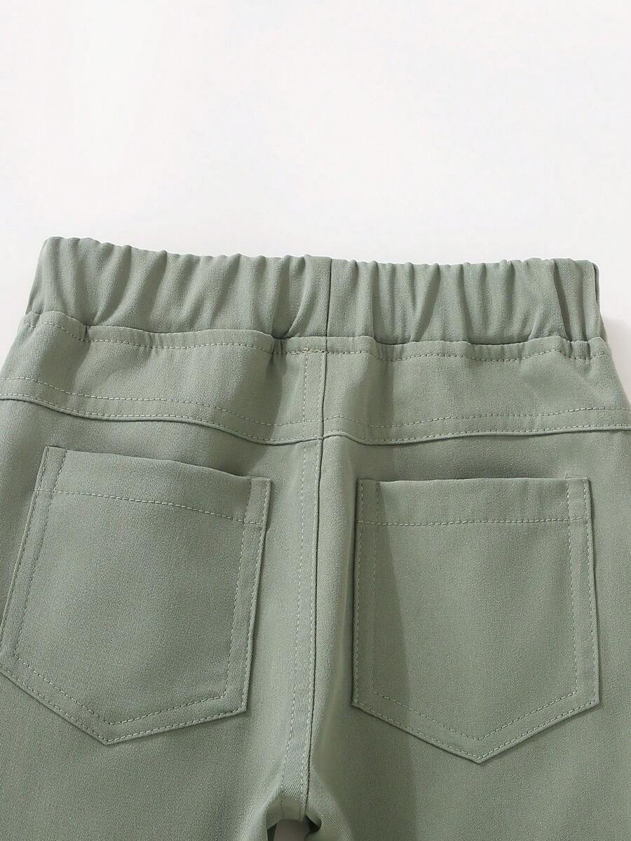 Little boys' white elastic waist casual pants, comfortable for daily wear, suitable for spring and summer beaches and parties