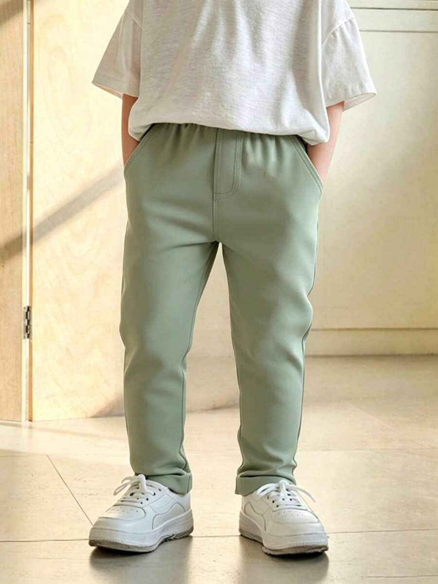 Little boys' white elastic waist casual pants, comfortable for daily wear, suitable for spring and summer beaches and parties