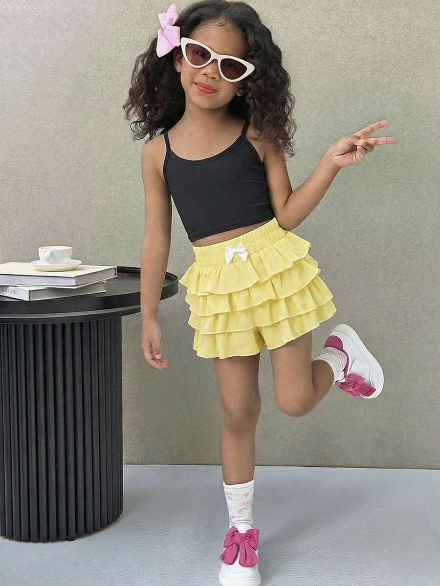 Girls solid color casual shorts