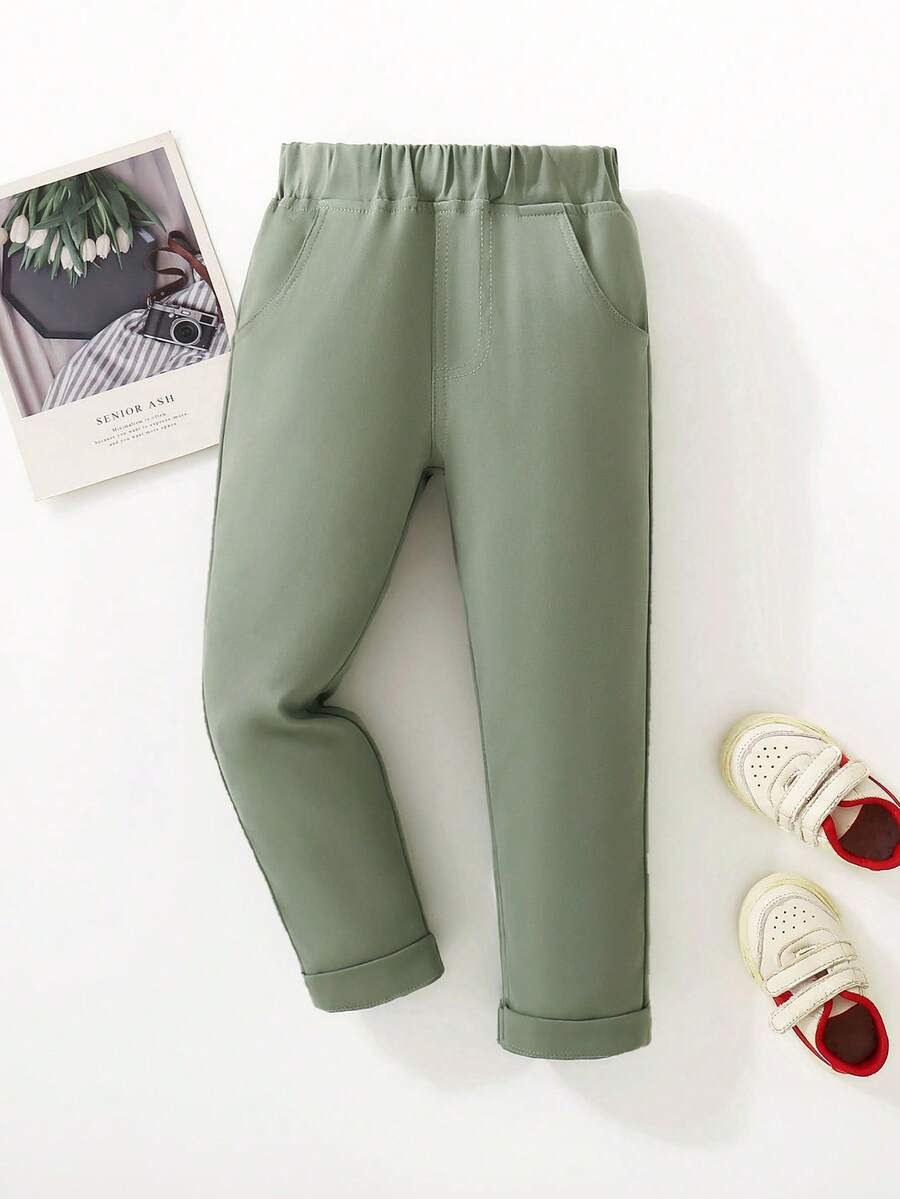 Little boys' white elastic waist casual pants, comfortable for daily wear, suitable for spring and summer beaches and parties