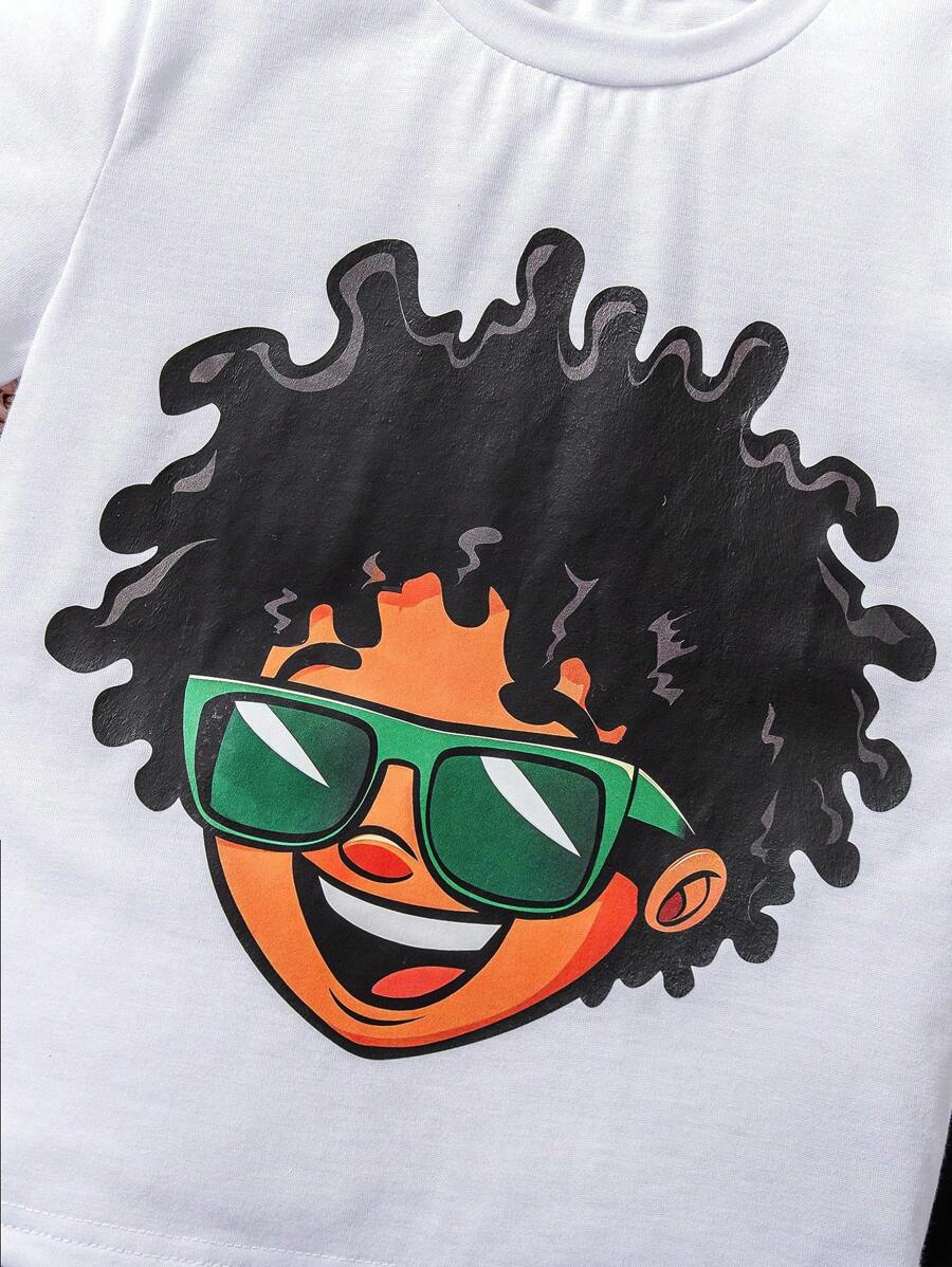 Boys Casual Cartoon Print Crew Neck Short Sleeve T-Shirt and Shorts Set Boys Casual Cartoon Print Crew Neck Short Sleeve T-Shirt and Shorts Set