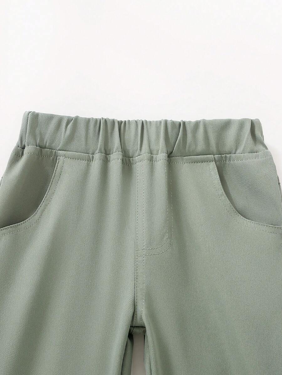 Little boys' white elastic waist casual pants, comfortable for daily wear, suitable for spring and summer beaches and parties