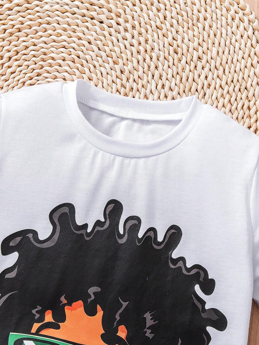 Boys Casual Cartoon Print Crew Neck Short Sleeve T-Shirt and Shorts Set Boys Casual Cartoon Print Crew Neck Short Sleeve T-Shirt and Shorts Set