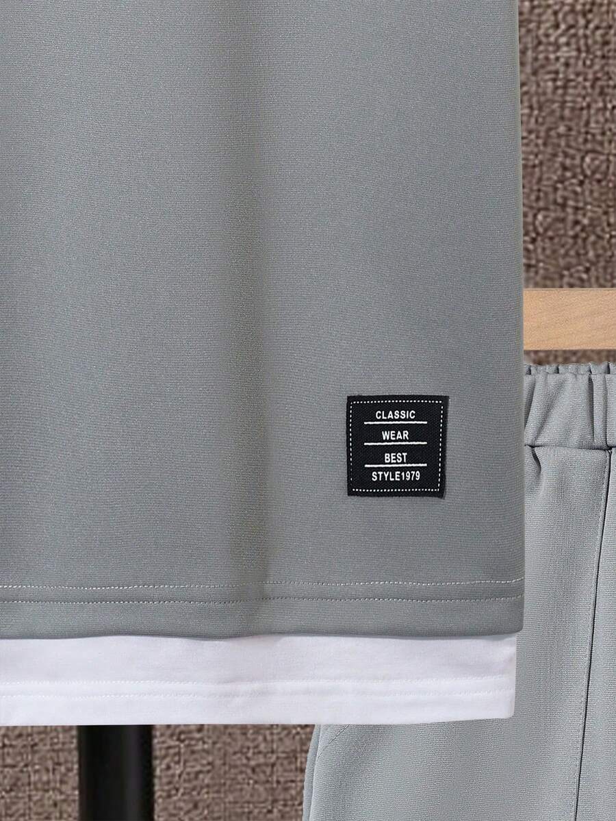 Teen Boys Letter Patch Detail 2-in-1 T-Shirt and Shorts Teen Boys Letter Patch Detail 2-in-1 T-Shirt and Shorts