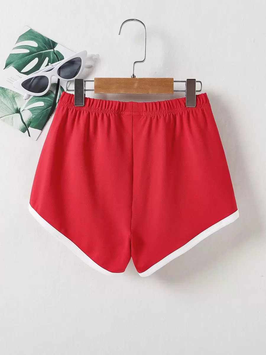 Girls elastic waistband contrast piping shorts