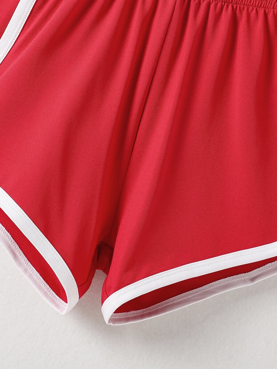 Girls elastic waistband contrast piping shorts Girls elastic waistband contrast piping shorts