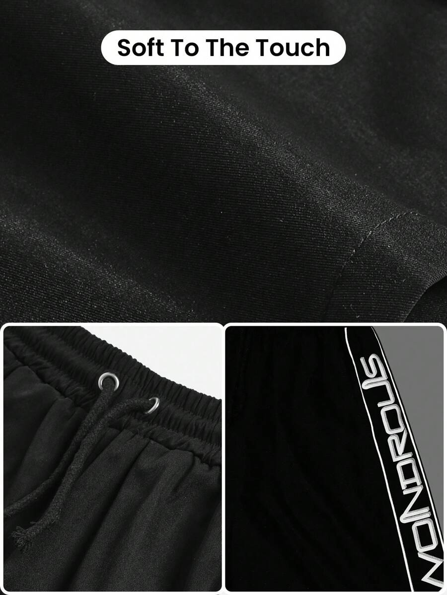 Boys' woven color block reflective beam top shorts with printed monogram